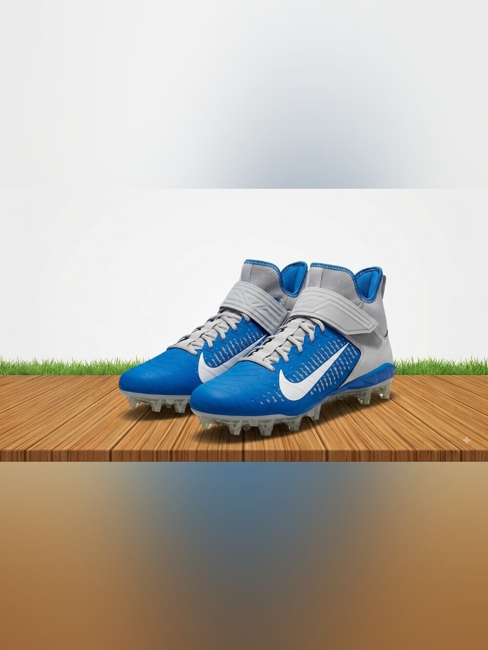 Nike Alpha Menace Pro 2 Mid Football Cleats Royal Blue / Grey - Men's Size 12
